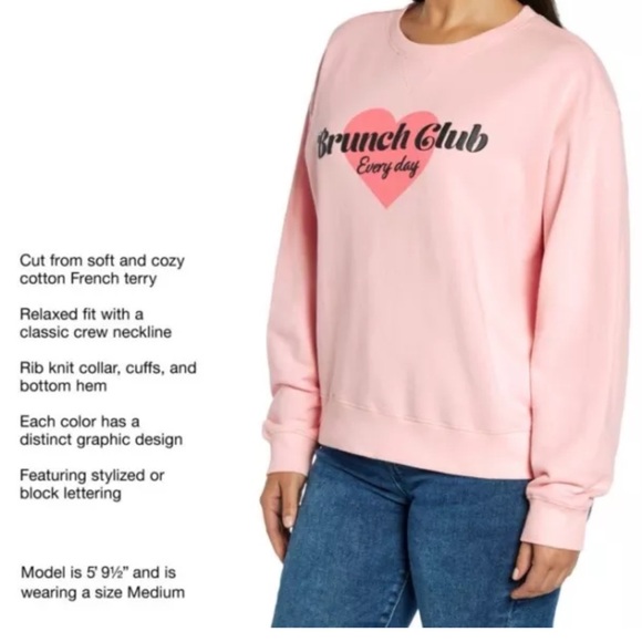 Pink Wildfox Brunch Club Everyday Crewneck New - Picture 7 of 14